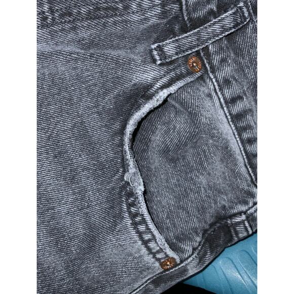 AGOLDE Riley Faded Black Frayed Leg Button Fly Jeans - Picture 6 of 9